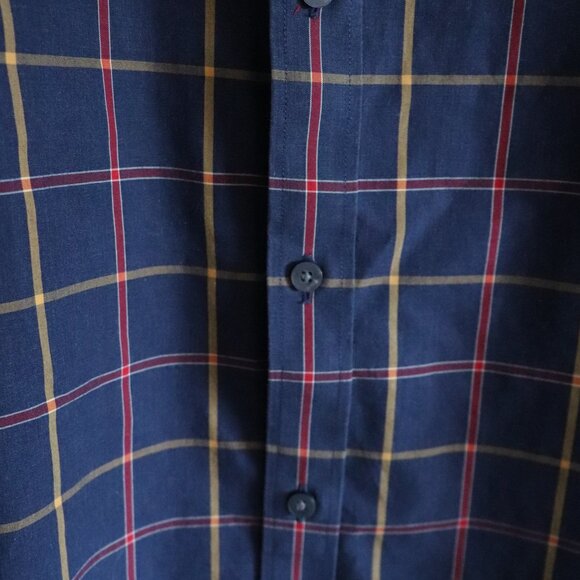 UNTUCKit Men's Navy XXL Georgio Plaid Slim Fit Cotton Button Down Collared Shirt - Picture 8 of 15